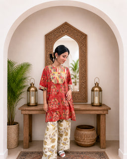 Load image into Gallery viewer, Pink Yellow Natural Dye Kurta Set