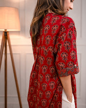 Load image into Gallery viewer, Red Floral Natural Dye Kurta-set