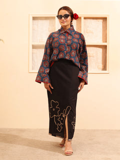 Load image into Gallery viewer, Blue Ajrakh Oversized Pure Cotton Shirt