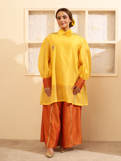 Load image into Gallery viewer, Yellow Handwoven Chanderi Silk Kurta-set