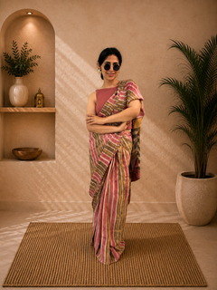 Load image into Gallery viewer, Pink Stripe Natural dye sai