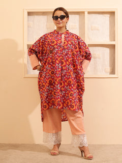 Load image into Gallery viewer, Red Floral Tunic Set