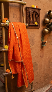 Load image into Gallery viewer, Orange Bandhani Dupatta