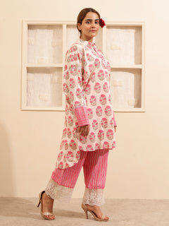 Load image into Gallery viewer, Pink Floral Tunic Set