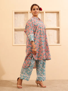 Load image into Gallery viewer, Peach Floral Tunic Set