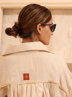 Load image into Gallery viewer, Natural white Oversized Kala Cotton Gold Shirt