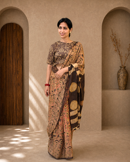 Load image into Gallery viewer, Peach mustard natural dye sari