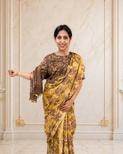 Load image into Gallery viewer, Mustard floral natural dye silk sari