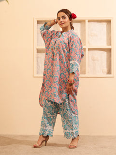 Load image into Gallery viewer, Peach Floral Tunic Set