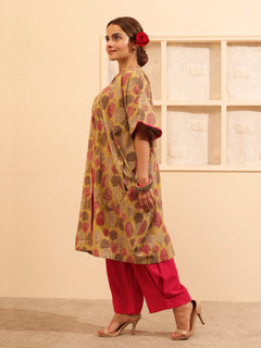 Load image into Gallery viewer, Pink-Mustard One Size Tunic set