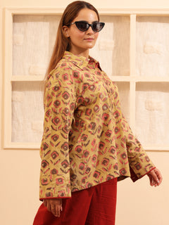 Load image into Gallery viewer, Mustard Oversized Organic Cotton shirt in natural dye