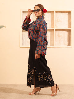 Load image into Gallery viewer, Blue Ajrakh Oversized Pure Cotton Shirt