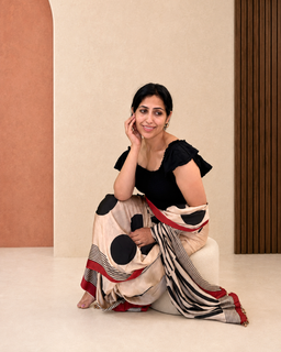 Load image into Gallery viewer, Black polka natural dye silk sari