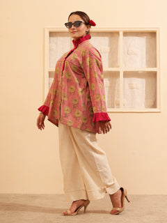 Load image into Gallery viewer, Pink Ruffle Oversized Shirt