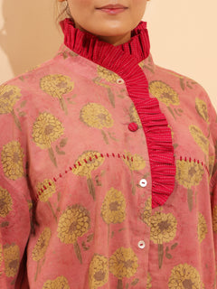 Load image into Gallery viewer, Pink Ruffle Oversized Shirt