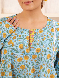Load image into Gallery viewer, Blue Floral Anarkali Set