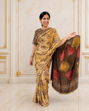 Load image into Gallery viewer, Mustard floral natural dye silk sari