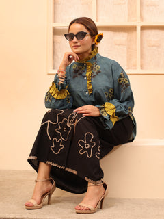Load image into Gallery viewer, Blue Ruffle Oversized Pure Cotton Shirt
