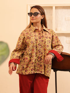 Load image into Gallery viewer, Mustard Oversized Organic Cotton shirt in natural dye