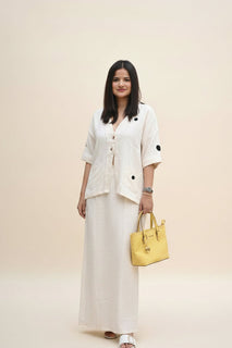 Load image into Gallery viewer, Natural white Oversized shirt skirt set in Organic Kala Cotton