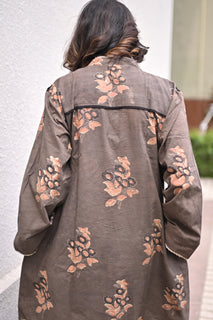 Load image into Gallery viewer, Brown natural dye block print organic cotton Kurta set in Natural Dye