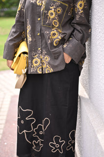 Load image into Gallery viewer, Black cotton natural dye handcrafted skirt