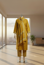 Load image into Gallery viewer, Mustard Maheshwari Silk Kurta Set