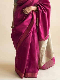 Load image into Gallery viewer, Pink-wine Tussar silk saree