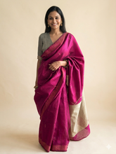 Load image into Gallery viewer, Pink-wine Tussar silk saree