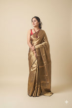 Load image into Gallery viewer, Black gold Tissue Handwoven Saree