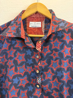 Load image into Gallery viewer, Red Blue Ajrakh cotton Oversized Boxy Shirt