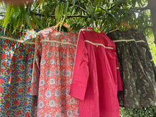 Load image into Gallery viewer, Orange floral Hand-block Tunic/Short kurta