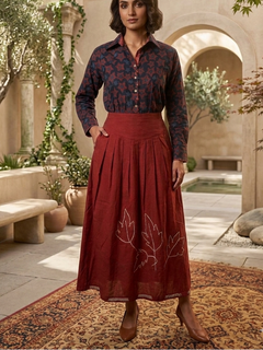 Load image into Gallery viewer, Red Blue Ajrakh cotton Oversized Boxy Shirt