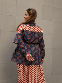 Load image into Gallery viewer, Ajrakh Blue-Red Ensemble