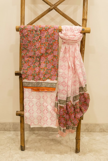 Load image into Gallery viewer, Red Pink Pure Cotton Hand-block Print Kurta Set