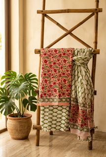 Load image into Gallery viewer, Peach Pure Cotton Hand-block Print Kurta Set