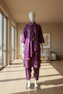 Load image into Gallery viewer, Mauve Maheshwari Silk Kurta-set