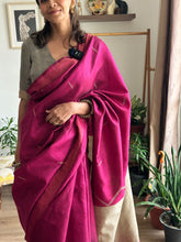 Load image into Gallery viewer, Pink - Wine Tussar Silk Saree