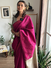 Load image into Gallery viewer, Pink - Wine Tussar Silk Saree