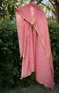 Load image into Gallery viewer, Peach Bandhej Dupatta