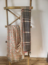 Load image into Gallery viewer, Black floral hand block print Tussar Silk Saree