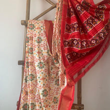 Load image into Gallery viewer, Beige and Red Ikkat Saree