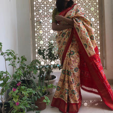 Load image into Gallery viewer, Beige and Red Ikkat Saree