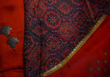 Load image into Gallery viewer, Red Ajrak Kurta with solid bottom