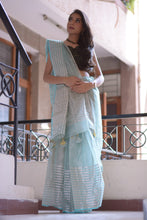 Load image into Gallery viewer, Handloom Chanderi Saree in Aqua Colour