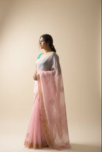 Load image into Gallery viewer, Handloom Chanderi Saree in Pink with leaf motifs