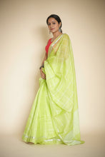 Load image into Gallery viewer, Handwoven Kota Doria Sari with all over check detail and Zari work