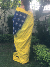 Load image into Gallery viewer, Ikkat Saree - Blue and Yellow Saree