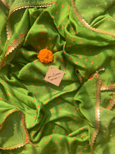 Load image into Gallery viewer, Green bandhej dupatta with gotta patti work on border