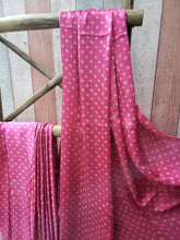 Load image into Gallery viewer, Pink Bandhej Sari with Gota Lace on border